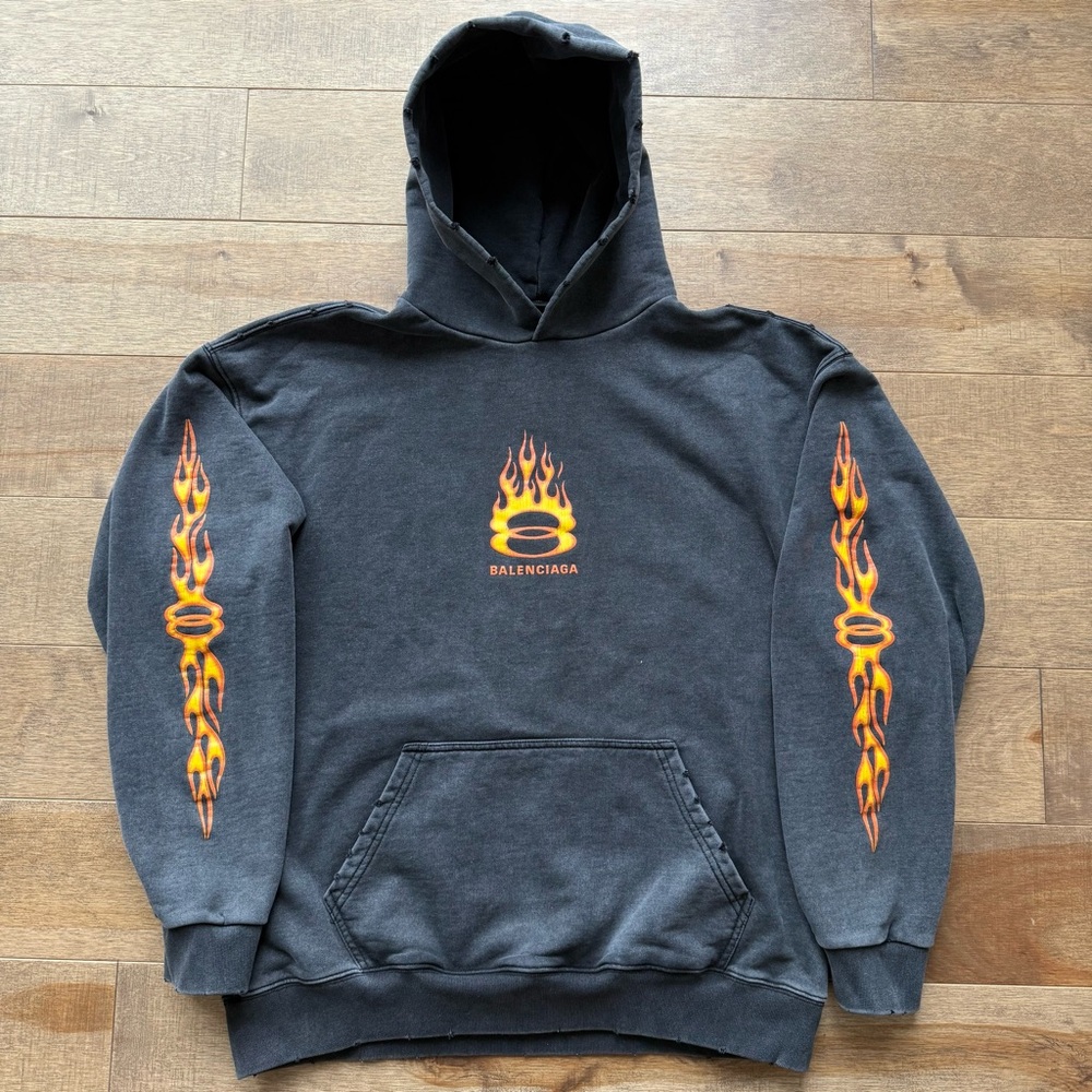 Balenciaga Flame Burning Unity Pullover Faded Bla… - image 2
